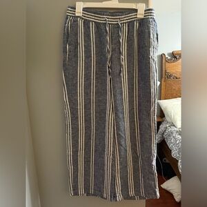 Old Navy Navy and Cream Striped Flowy Beach Pants
